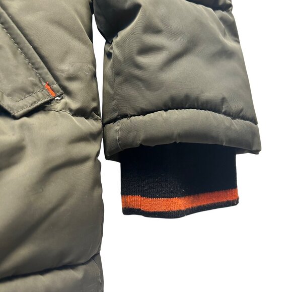 Cozy Puffer Youth Jacket Size 7 With Fur Hood Olive Green & Black - Picture 4 of 12